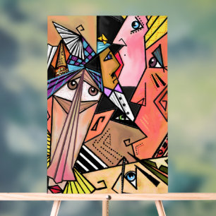 Abstrakte Mood Faces Art Cubism Stil Akryllische Z Acrylschild