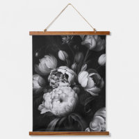Abstrakte Moody-Blumen in Schwarzweiß