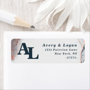 Abstrakte Moonlight Blue Monogram Rücksendeadresse