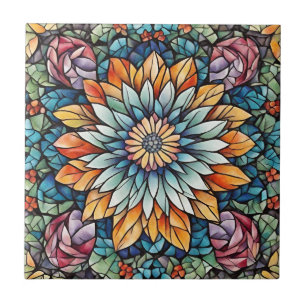 Abstrakte Mosaik-Blume Kaleidoskop Fliese
