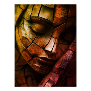 Abstrakte Mosaik Feminine Face Wall Art - Textil Poster