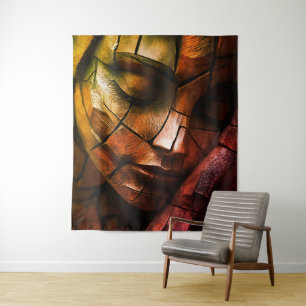 Abstrakte Mosaik Feminine Face Wall Art - Textil Wandteppich