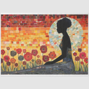 Abstrakte Mosaikfliesen Silhouette einer Frau Seidenpapier