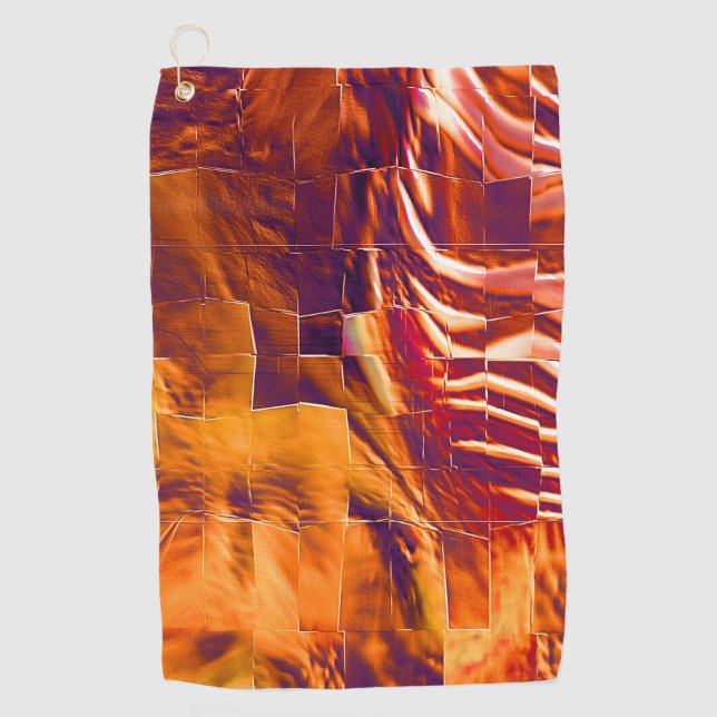 Abstrakte Mosaikkonstruktion aus rötlich-orangefar Golfhandtuch (Vorderseite)