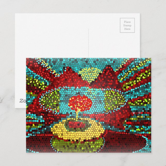 Abstrakte Mosaiklandschaft Postkarte (Vorne/Hinten)