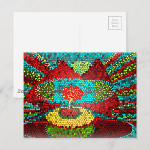 Abstrakte Mosaiklandschaft Postkarte