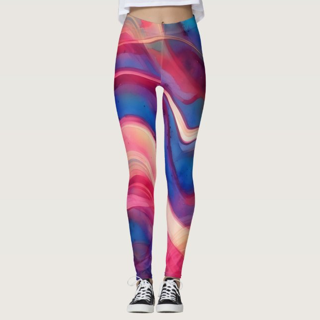 Abstrakte Motion Art farbenfrohe Leggings (Vorderseite)