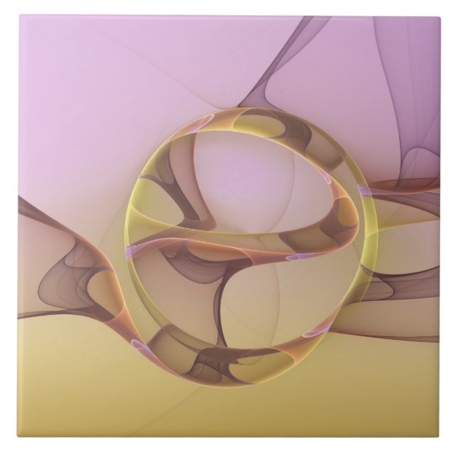 Abstrakte Motive Modernes Rosa Goldenes Fraktal Ku Fliese (Vorderseite)