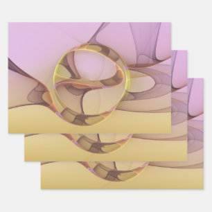 Abstrakte Motive Modernes Rosa Goldenes Fraktal Ku Geschenkpapier Set