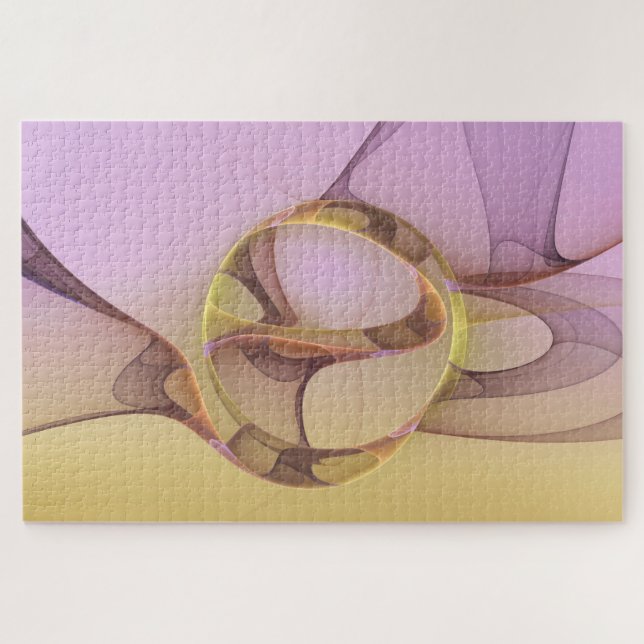 Abstrakte Motive Modernes Rosa Goldenes Fraktal Ku Puzzle (Horizontal)