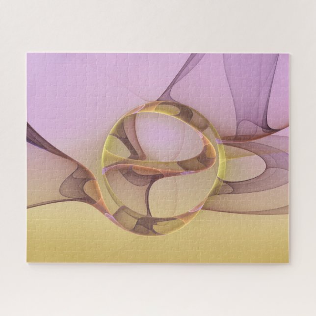 Abstrakte Motive Modernes Rosa Goldenes Fraktal Ku Puzzle (Horizontal)