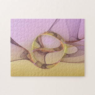 Abstrakte Motive Modernes Rosa Goldenes Fraktal Ku Puzzle