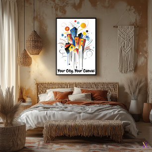Abstrakte Motivierend Minimalistische Urban Skylin Poster
