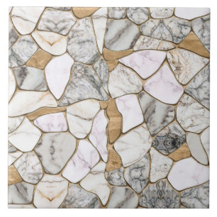 Abstrakte Murmeltiere und Goldvoronoi Fliese