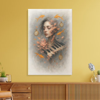 Abstrakte Musik Kunst | Surrealer Klavier Leinwanddruck