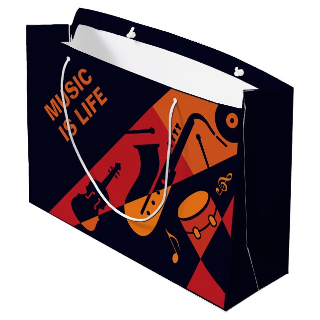 Abstrakte Musik - Sondertext Große Geschenktasche Geschenktüte (Rückseite Schrägansicht)