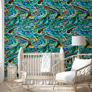 Abstrakte Muster Blue Multicolor Boho Farbenfroh Tapete