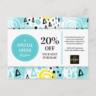 Abstrakte Muster der Blue Yellow Coupon Discount C Postkarte