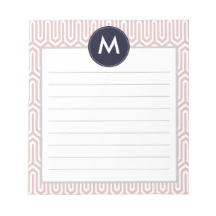 Abstrakte Muster-Monogramm-Initiale im Marine-Rosa Notizblock