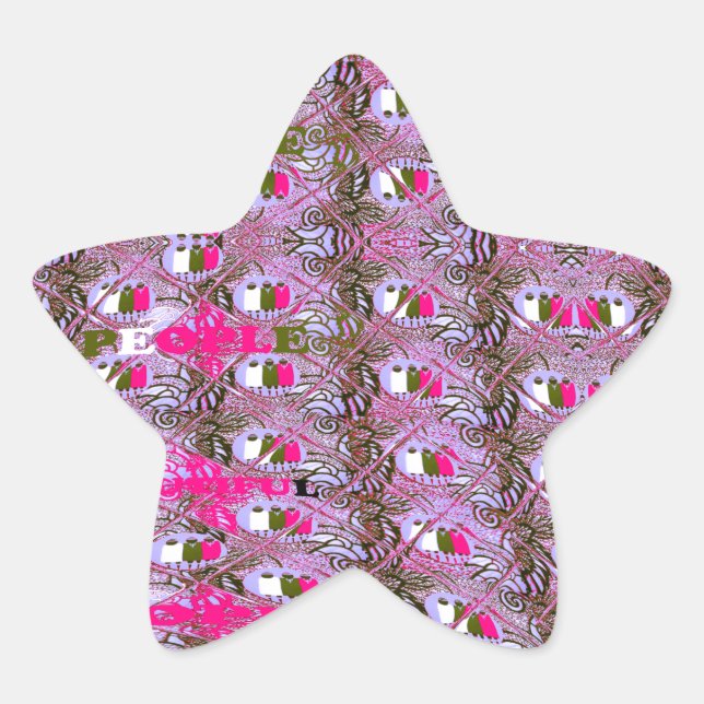 Abstrakte Musterkunst drucken, dicht und komplizie Stern-Aufkleber (Vorderseite)
