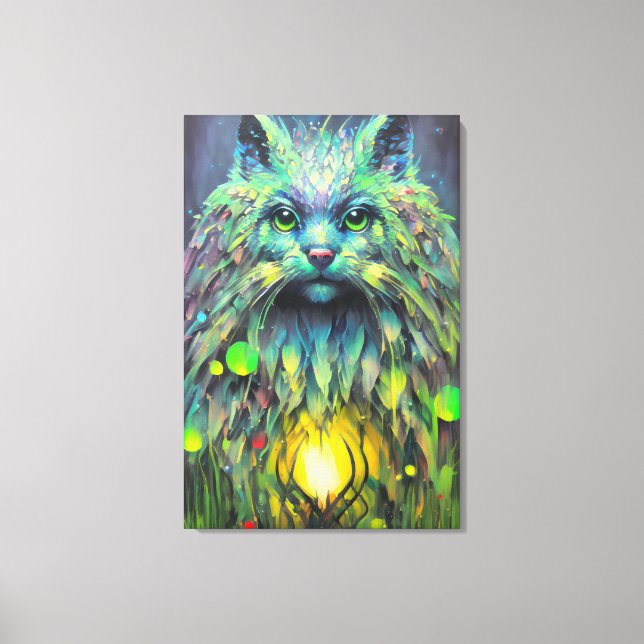 Abstrakte Mystic Cat Fantasy Art Leinwanddruck (Vorderseite)
