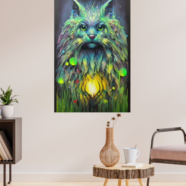 Abstrakte Mystic Cat Fantasy Art Poster (Wohnzimmer 3)