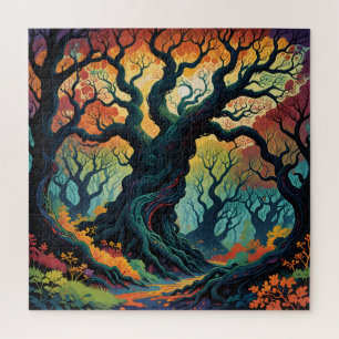 Abstrakte mystische Bäume Puzzle