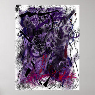 Abstrakte mystische lila Pinselstriche Wandkunst   Poster