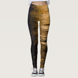 Abstrakte Nachtlichter Meeresspiegelung glänzender Leggings