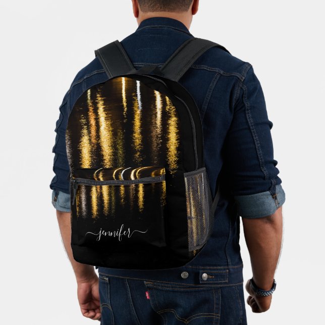Abstrakte Nachtlichter Meergold Schwarzer Individu Bedruckter Rucksack (Insitu (Modell))