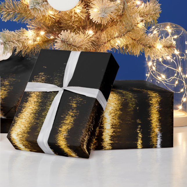 Abstrakte Nachtlichter Schwarz Geschenkpapier (Feiertage)