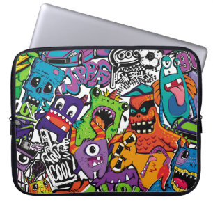 Abstrakte nahtlose Comic-Monster. Cartoon-Mutant  Laptopschutzhülle