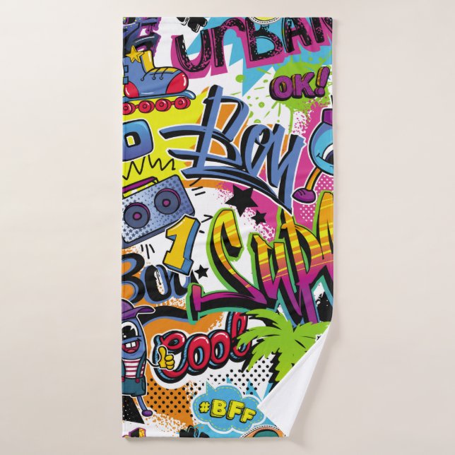 Abstrakte nahtlose Comicen mit Palme, h Badehandtuch (Badehandtuch)