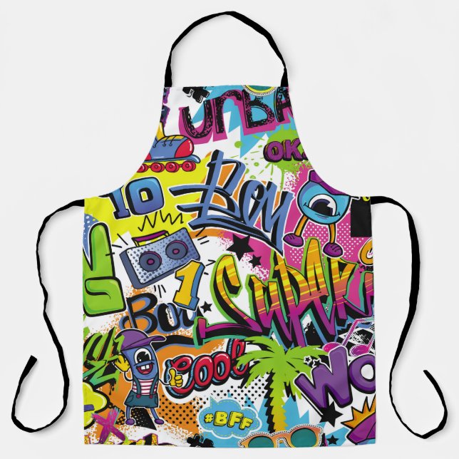 Abstrakte nahtlose Comicen mit Palme, h Schürze (Vorderseite)