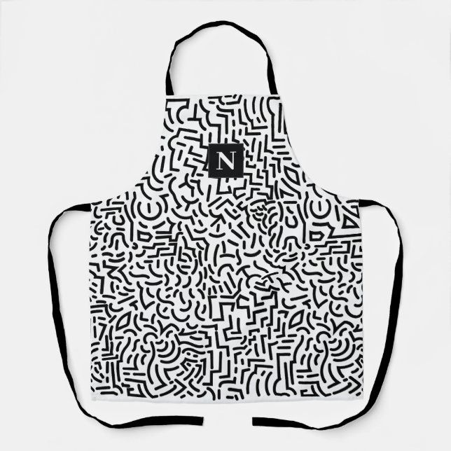 Abstrakte Nahtlose Schwarz-weiße MusterSchürze Schürze (Vorderseite)
