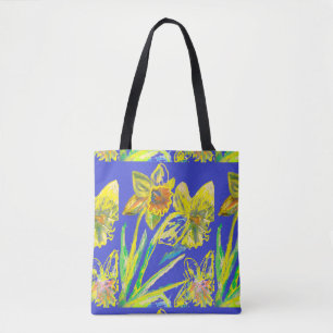 Abstrakte Narzisse Gelbe Blaue Blumen Florale Kuns