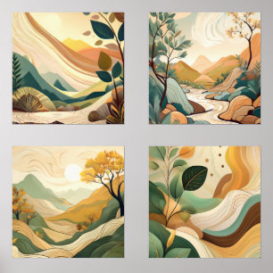 Abstrakte Naturlandschaft Kunst. Bilderwand Sets