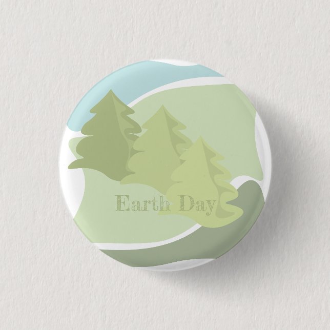 Abstrakte Naturlandschaft mit Tannen und Himmel Button (Vorderseite)