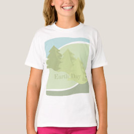 Abstrakte Naturlandschaft mit Tannen und Himmel T-Shirt