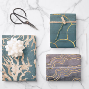 Abstrakte Naturmuster Geschenkpapier Set