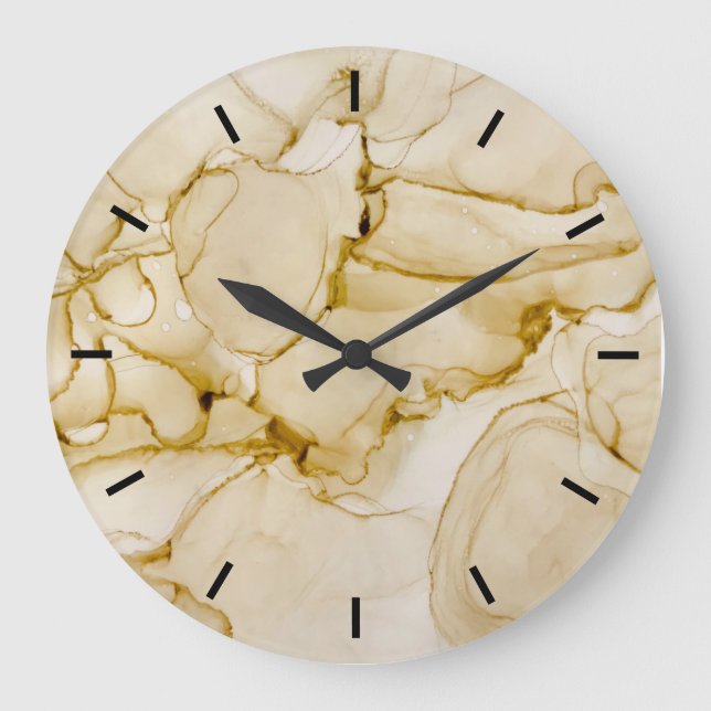Abstrakte Naturpasta Erde Tone Große Uhr (Vorderseite)