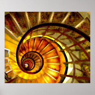 Abstrakte Nautilus Spiraltreppe Poster