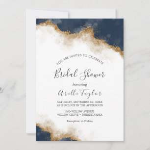 Abstrakte Navy-Aquarell-Einladung zur Brautparty Einladung