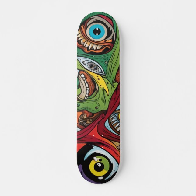 Abstrakte Navy Brown Illustration Skateboard (Vorne)