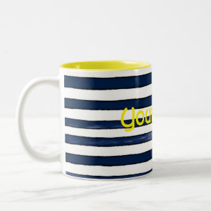 Abstrakte Navy Stripes Nahtloses Muster Zweifarbige Tasse
