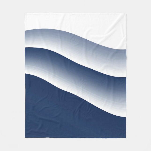 Abstrakte Navyblaue Ozeanwellen Fleecedecke (Vorderseite)