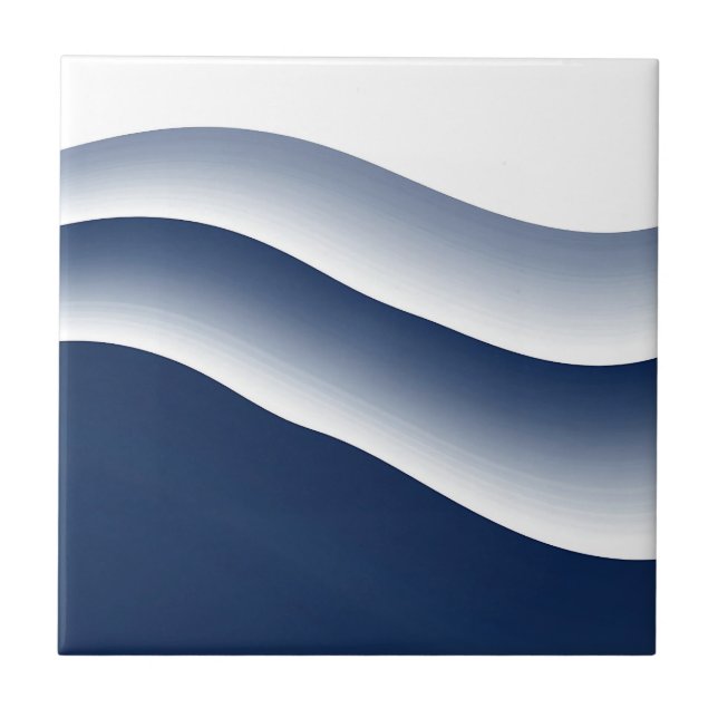 Abstrakte Navyblaue Ozeanwellen Fliese (Vorderseite)