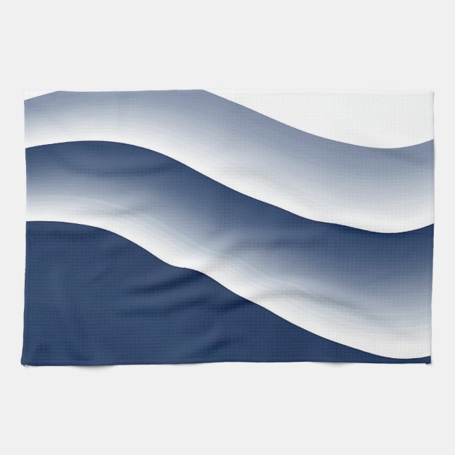 Abstrakte Navyblaue Ozeanwellen Geschirrtuch (Horizontal)