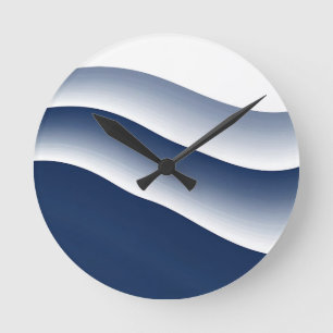 Abstrakte Navyblaue Ozeanwellen Runde Wanduhr
