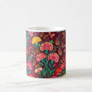Abstrakte Nelken-Garten-Schmetterlinge-Kaffeetasse Kaffeetasse